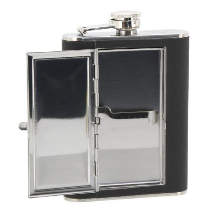 Pljoska s tabakerom 175 ml crna