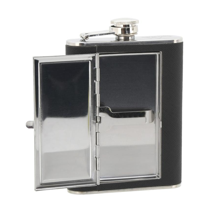 Pljoska s tabakerom 175 ml crna