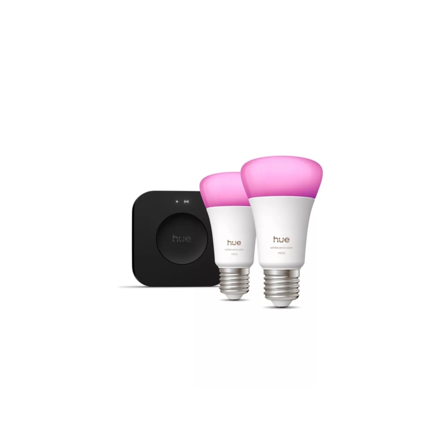 Početni paket Philips Hue WHITE AND COLOR AMBIANCE 2xE27/8,1W 1000-20000K + Hue Bridge