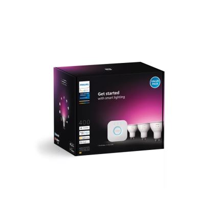 Početni komplet Philips Hue White and Color Ambiance, 3× GU10/4,2 W/230 V, 2200–6500 K + Hue Bridge