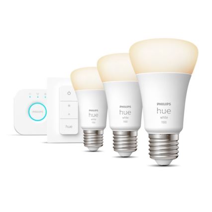 Početni komplet Philips Hue WHITE 3xE27/9,5W 2700K + Hue Bridge i prekidač za prigušivanje