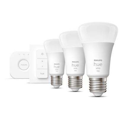 Početni komplet Philips Hue WHITE 3xE27/9,5W 2700K + Hue Bridge i prekidač za prigušivanje