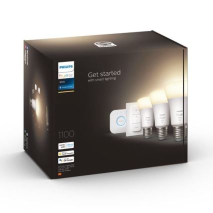 Početni komplet Philips Hue WHITE 3xE27/9,5W 2700K + Hue Bridge i prekidač za prigušivanje