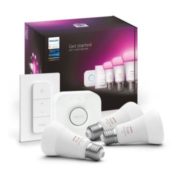 Početni komplet Philips Hue WHITE AND COLOR AMBIANCE 3xE27/9W 2000-6500K + Hue Bridge i Dimmer Switch