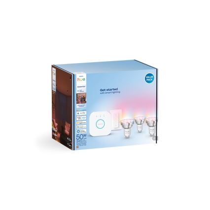 Osnovni komplet Philips Hue White And Color Ambiance Essential 3xGU10/4,7W/230V 2200-6500K + Hue bridge