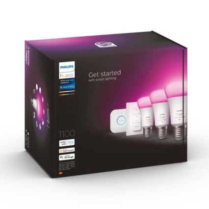 Početni komplet Philips Hue WHITE AND COLOR AMBIANCE 3xE27/9W 2000-6500K + Hue Bridge i Dimmer Switch