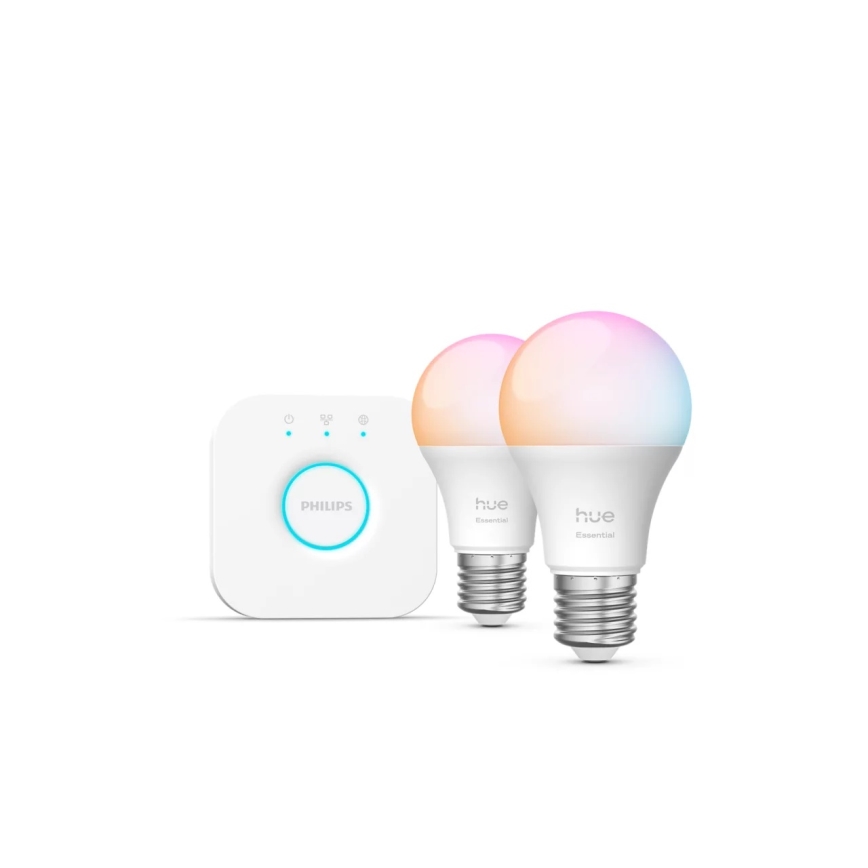 Početni paket Philips Hue White And Color Ambiance Essential 2xE27/8W/230V 2200-6500K + uređaj za povezivanje