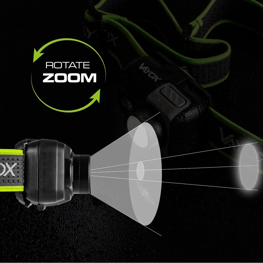 Podesiva LED punjiva čelna svjetiljka LED/10W/5V/3xAAA IP66 800 lm 1000 mAh