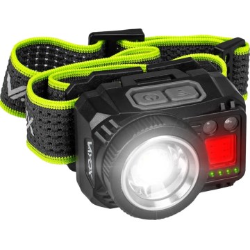 Podesiva punjiva LED čelna svjetiljka sa senzorom i crvenim svjetlom LED/6W/5V/3xAAA IP66 500 lm 1200 mAh