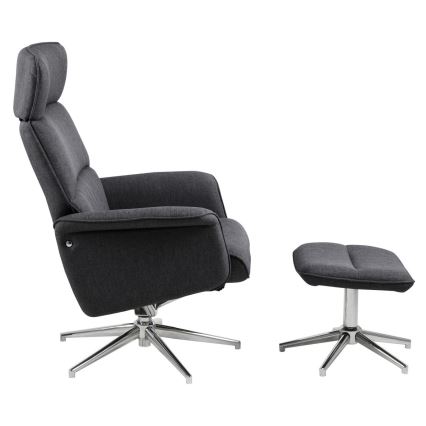 Podesivo naslonjač s naslonom za noge DELIA tamno siva