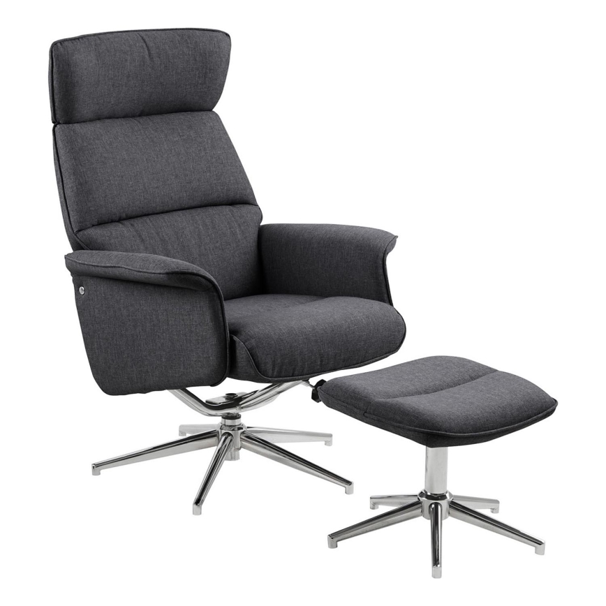 Podesivo naslonjač s naslonom za noge DELIA tamno siva