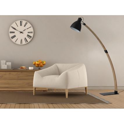 Podna lampa 1xE27/60W/230V jasen/crna