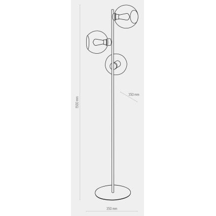 Podna lampa CUBUS 3xE27/60W/230V crna