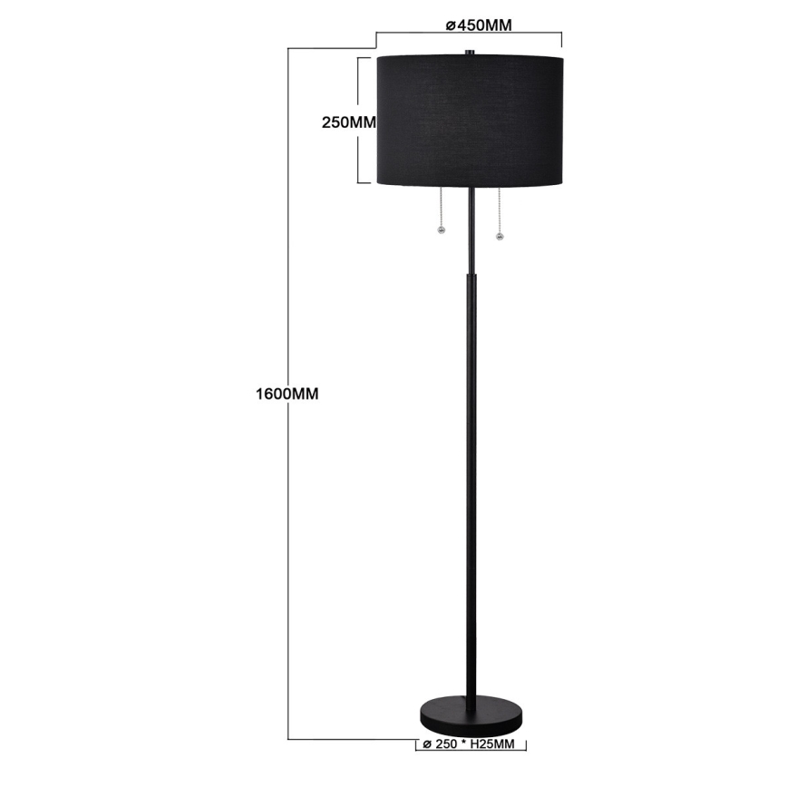 Podna lampa FOGO 2xE27/15W/230V crna