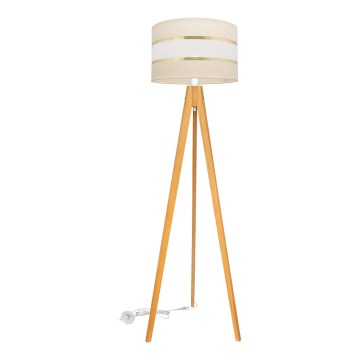 Podna lampa HELEN 1xE27/15W/230V krem/zlatna/hrast