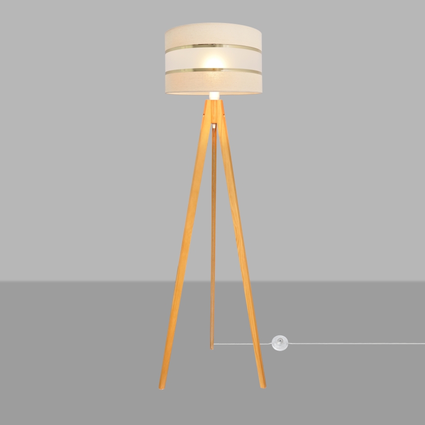 Podna lampa HELEN 1xE27/15W/230V krem/zlatna/hrast