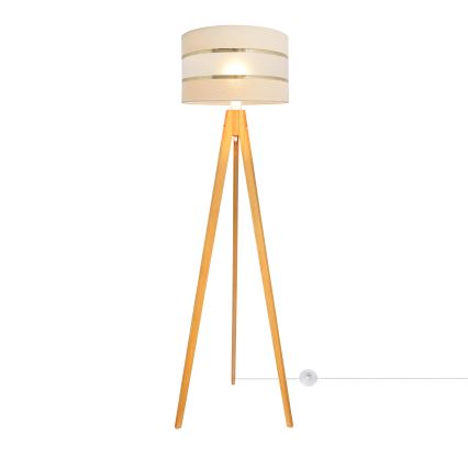 Podna lampa HELEN 1xE27/15W/230V krem/zlatna/hrast