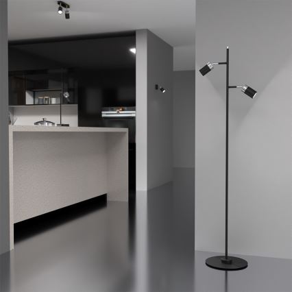 Podna lampa JOKER 2xGU10/25W/230V crna/sjajni krom