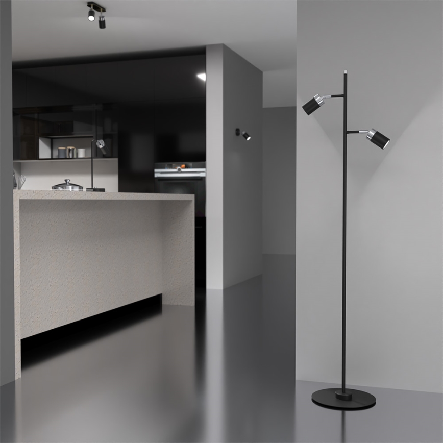 Podna lampa JOKER 2xGU10/25W/230V crna/sjajni krom
