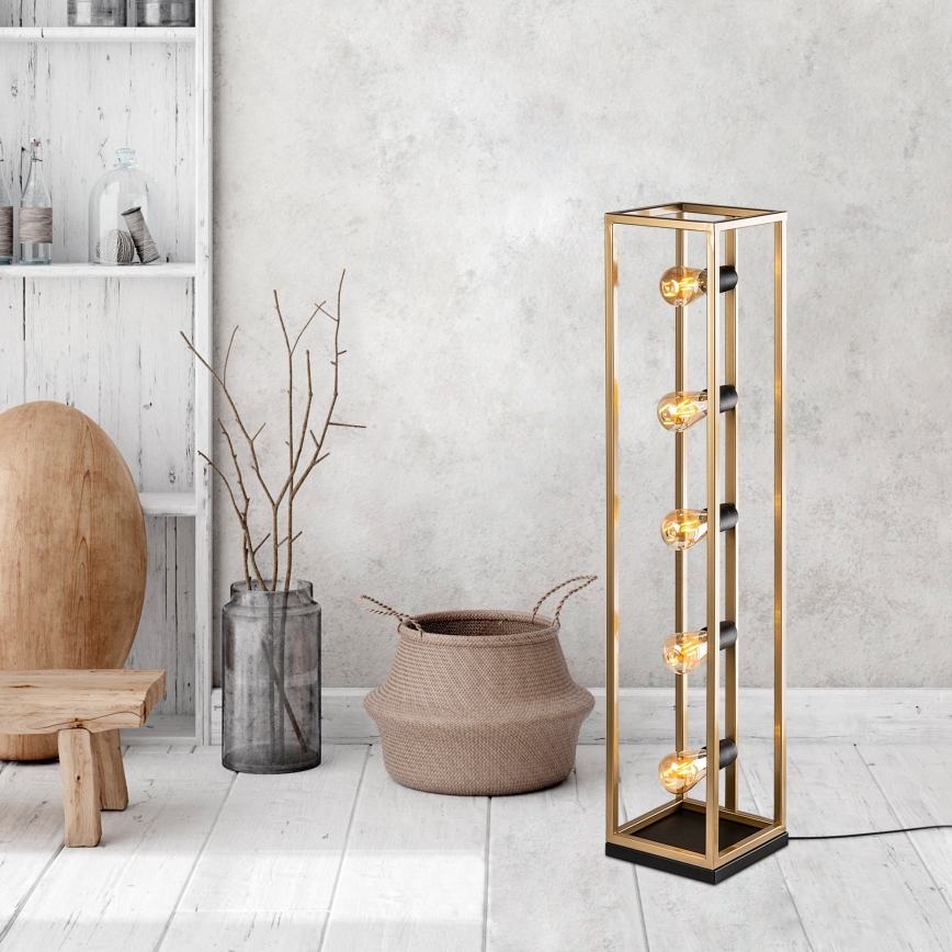 Podna lampa KAFES 5xE27/40W/230V zlatna