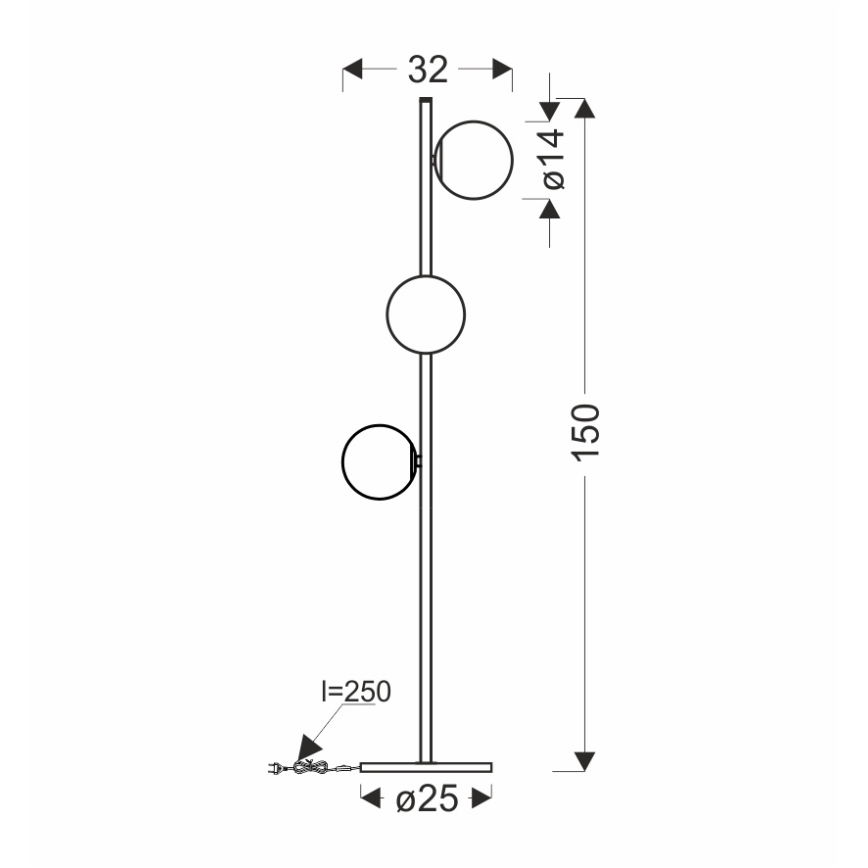 Podna lampa KAMA 3xG9/28W/230V crna/dimna crna