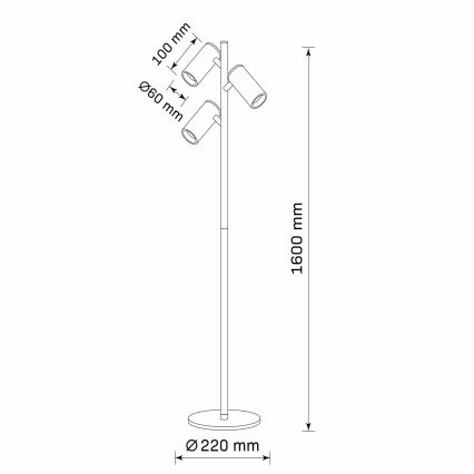 Podna lampa MARIBEL 3xGU10/12W/230V crna