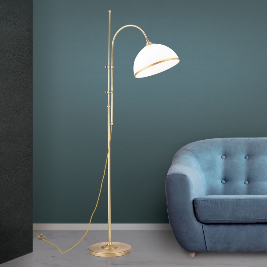 Podna lampa OLD LAMP 1xE27/40W/230V bijela/mesing