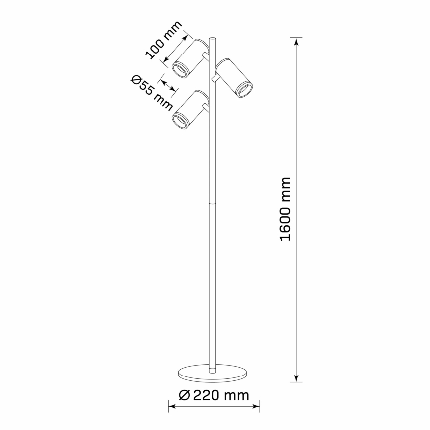 Podna lampa PARIS 3xGU10/12W/230V crna