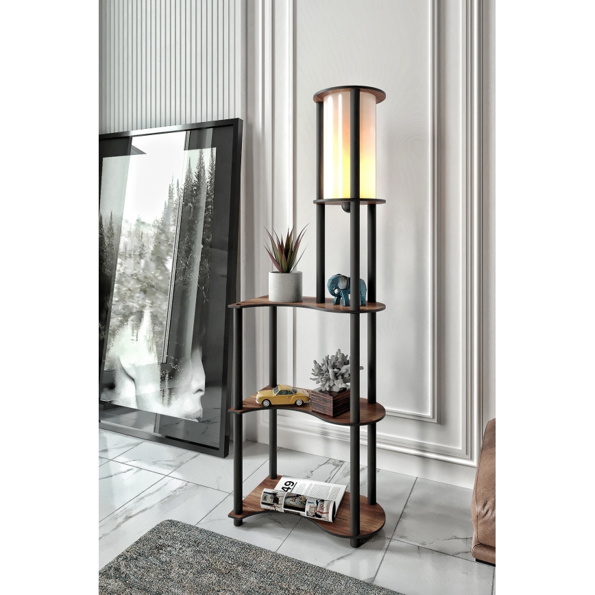 Podna lampa s policama 1xE27/40W/230V 140 cm crna/smeđa