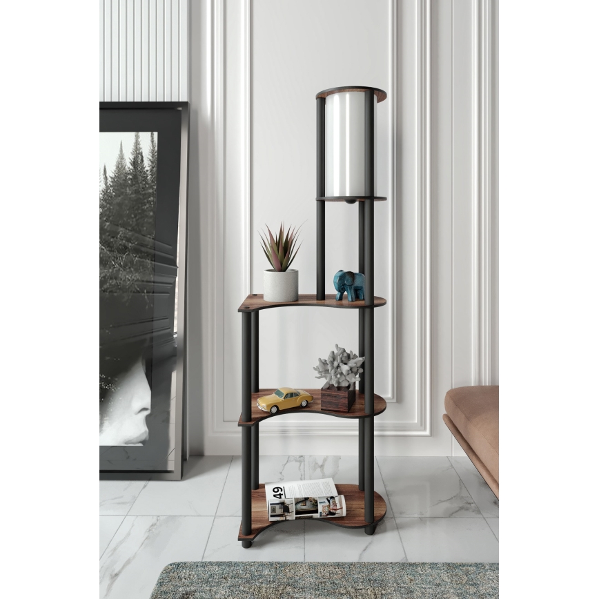 Podna lampa s policama 1xE27/40W/230V 140 cm crna/smeđa