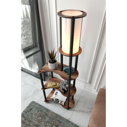 Podna lampa s policama 1xE27/40W/230V 140 cm crna/smeđa