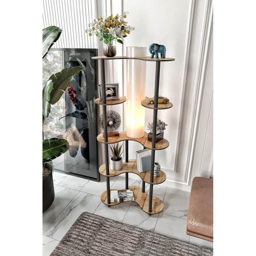 Podna lampa s policama 1xE27/40W/230V 150 cm crna/bež
