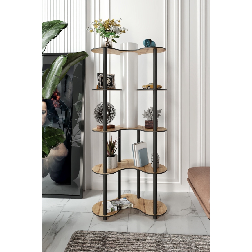 Podna lampa s policama 1xE27/40W/230V 150 cm crna/bež