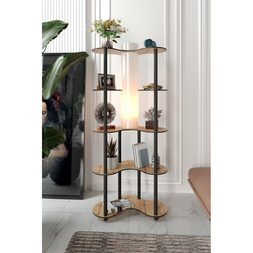 Podna lampa s policama 1xE27/40W/230V 150 cm crna/bež