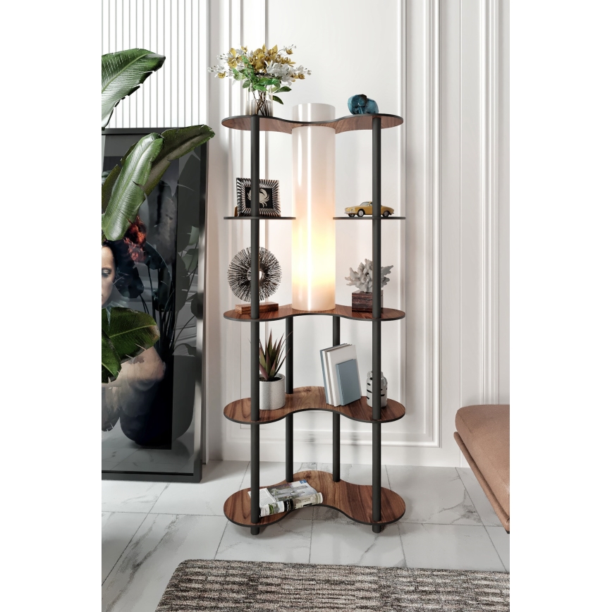 Podna lampa s policama 1xE27/40W/230V 150 cm crna/smeđa