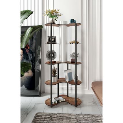 Podna lampa s policama 1xE27/40W/230V 150 cm crna/smeđa