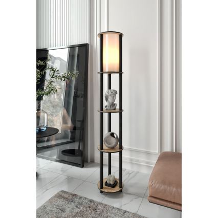 Podna lampa s policama 1xE27/40W/230V 150 cm crna/smeđa
