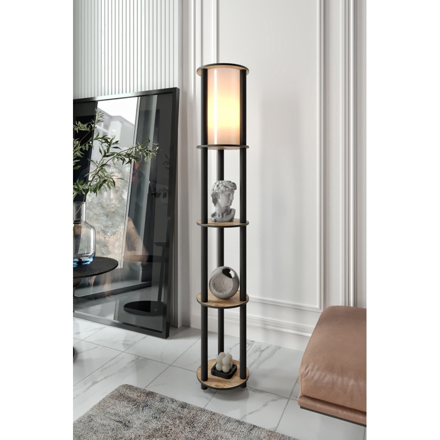 Podna lampa s policama 1xE27/40W/230V 150 cm crna/smeđa
