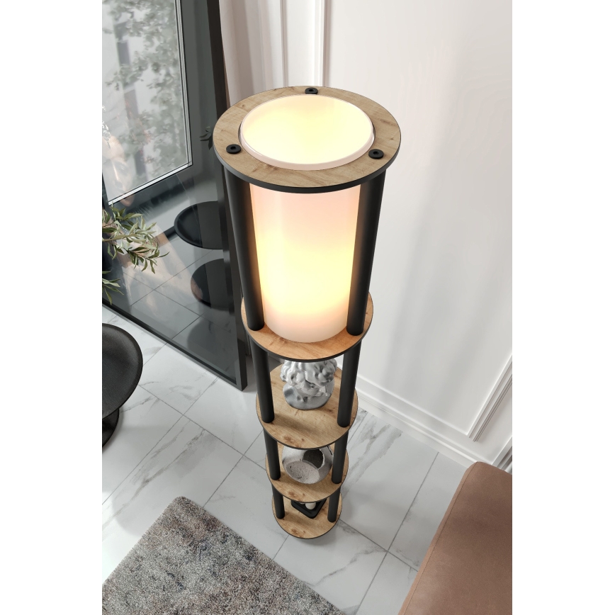 Podna lampa s policama 1xE27/40W/230V 150 cm crna/smeđa