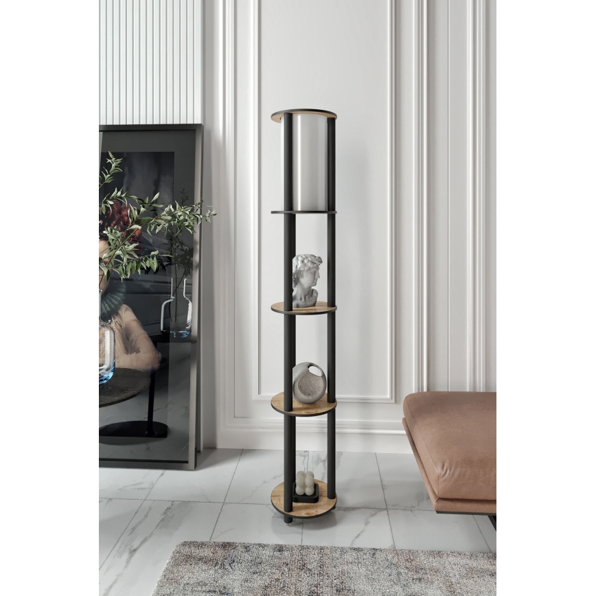 Podna lampa s policama 1xE27/40W/230V 150 cm crna/smeđa