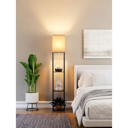 Podna lampa s policama 1xE27/40W/230V crna/bijela