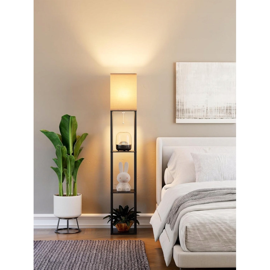 Podna lampa s policama 1xE27/40W/230V crna/bijela