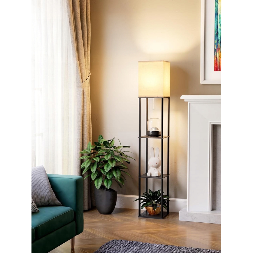 Podna lampa s policama 1xE27/40W/230V crna/bijela