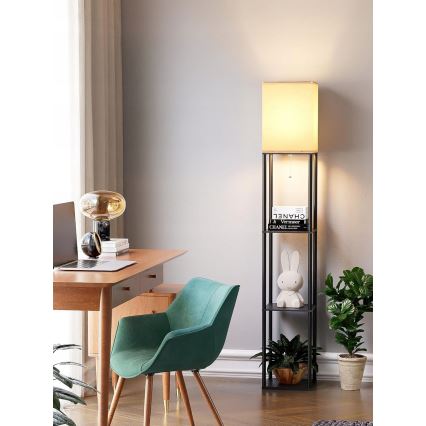 Podna lampa s policama 1xE27/40W/230V crna/bijela