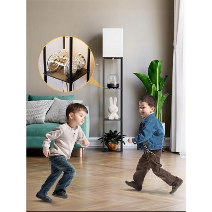 Podna lampa s policama 1xE27/40W/230V crna/bijela