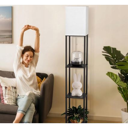 Podna lampa s policama 1xE27/40W/230V crna/bijela