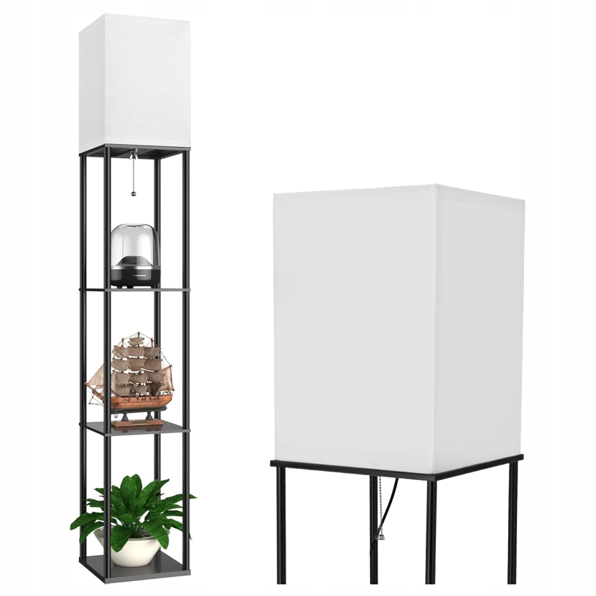 Podna lampa s policama 1xE27/40W/230V crna/bijela