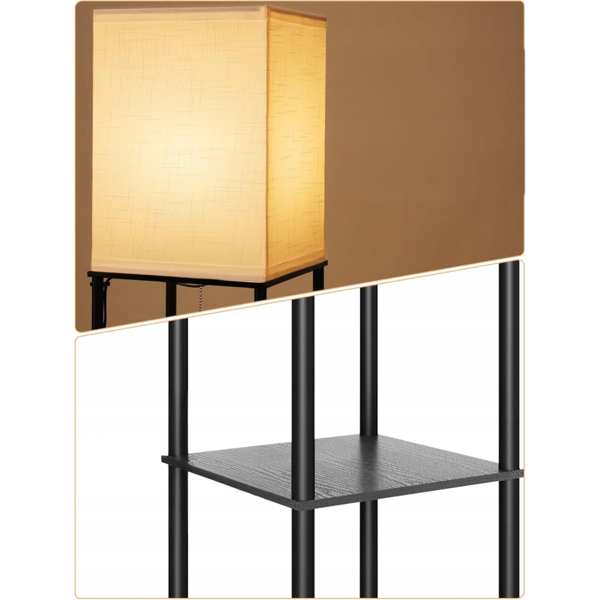 Podna lampa s policama 1xE27/40W/230V crna/bijela