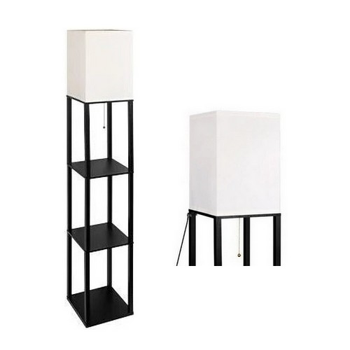 Podna lampa s policama 1xE27/60W/230V crna/bijela