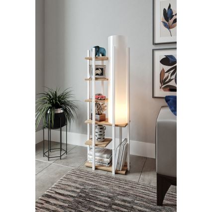 Podna lampa s policama MODA DOR 1xE27/40W/230V bijela/smeđa